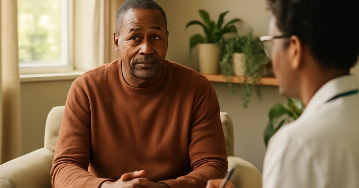 Adult patient in therapy session covered by health insurance for mental health care
